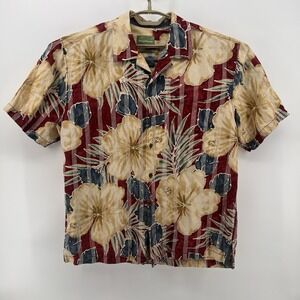Tommy‎ Bahama Hawaiian Shirt  Men's Large Linen Silk Blend Hibiscus Camp